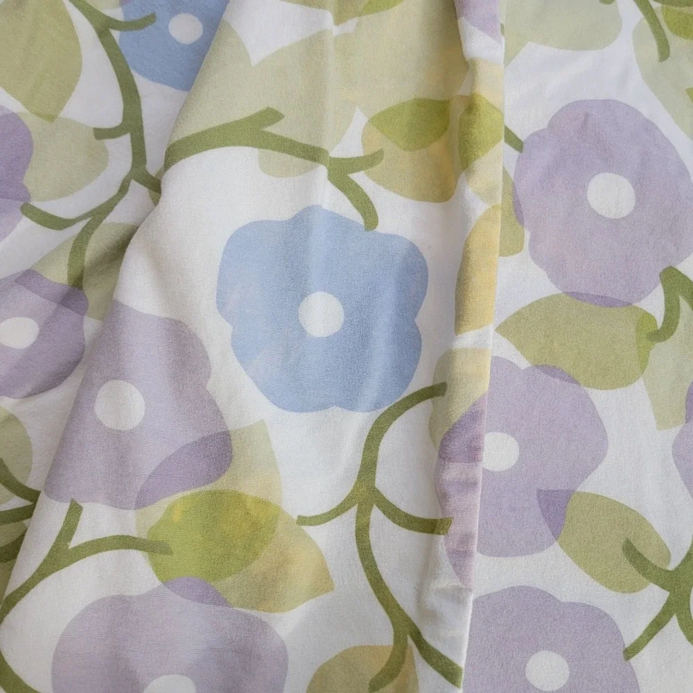 Garnet Hill 100% Supima Cotton Flannel Queen Duvet Cover Floral Made in Portugal